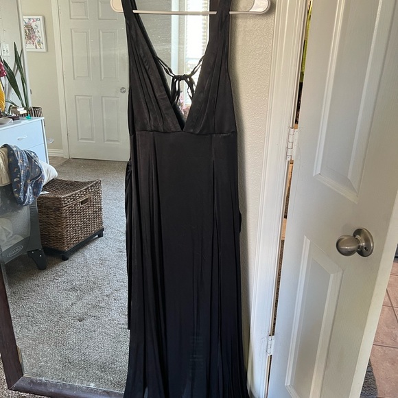 Free People Formal Black Silky Dress - Picture 3 of 4